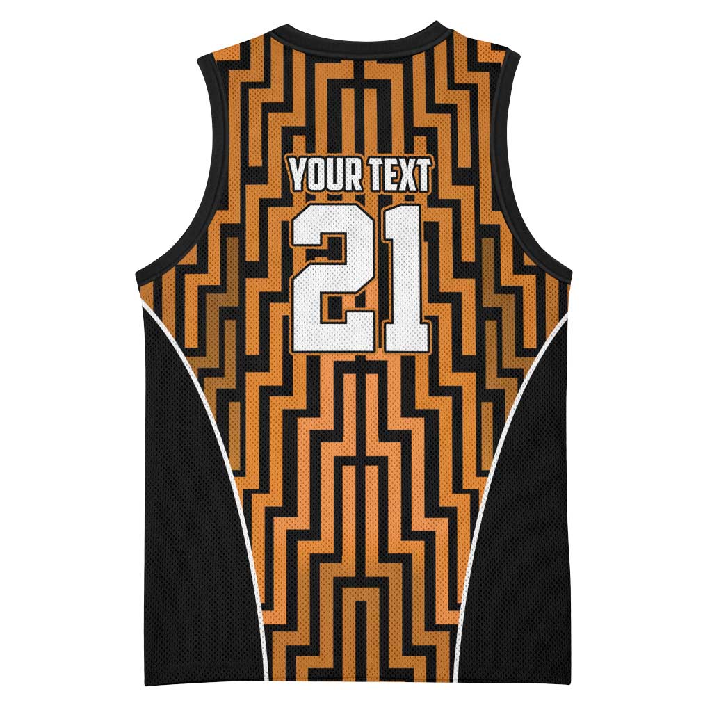 Custom Basketball New Zealand Basketball Jersey Gold Maori Ta Moko Indigenous - Polynesian Pride