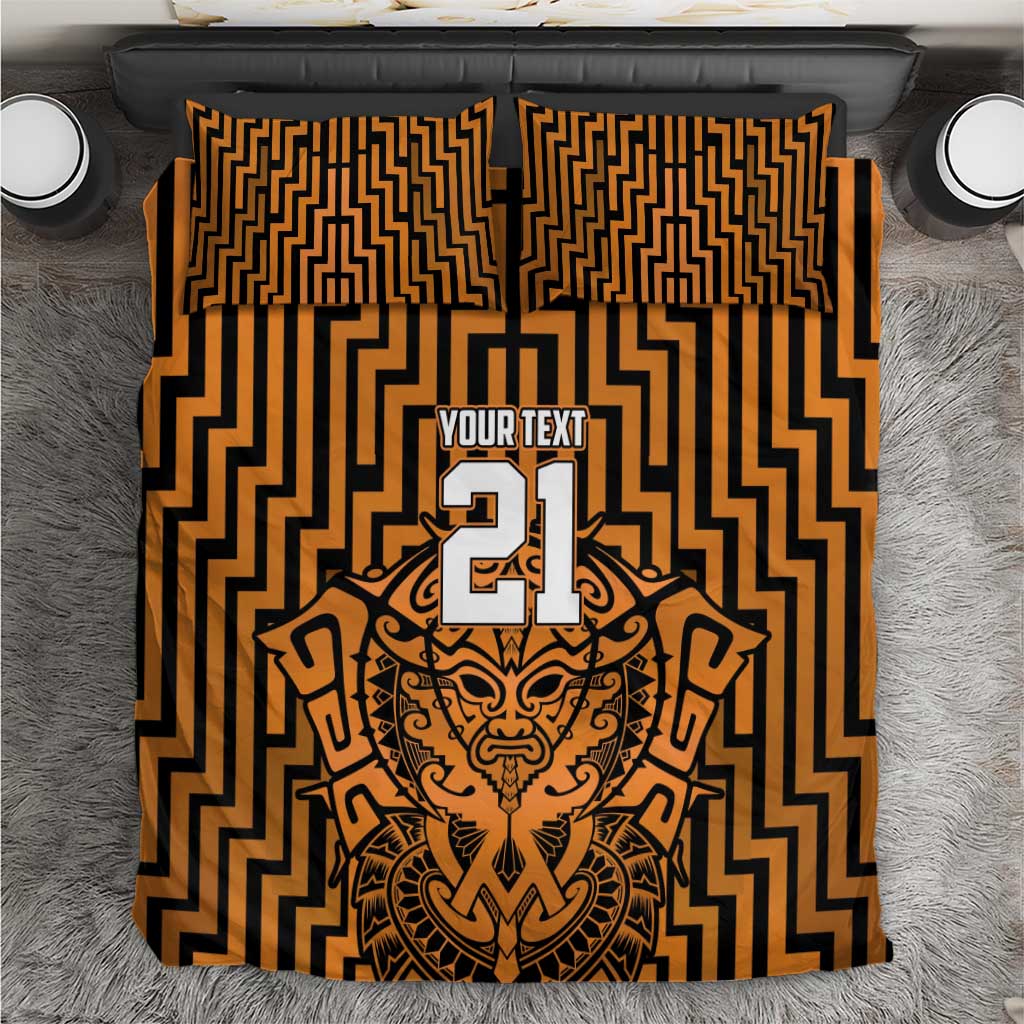 Custom Basketball New Zealand Bedding Set Gold Maori Ta Moko Indigenous - Polynesian Pride