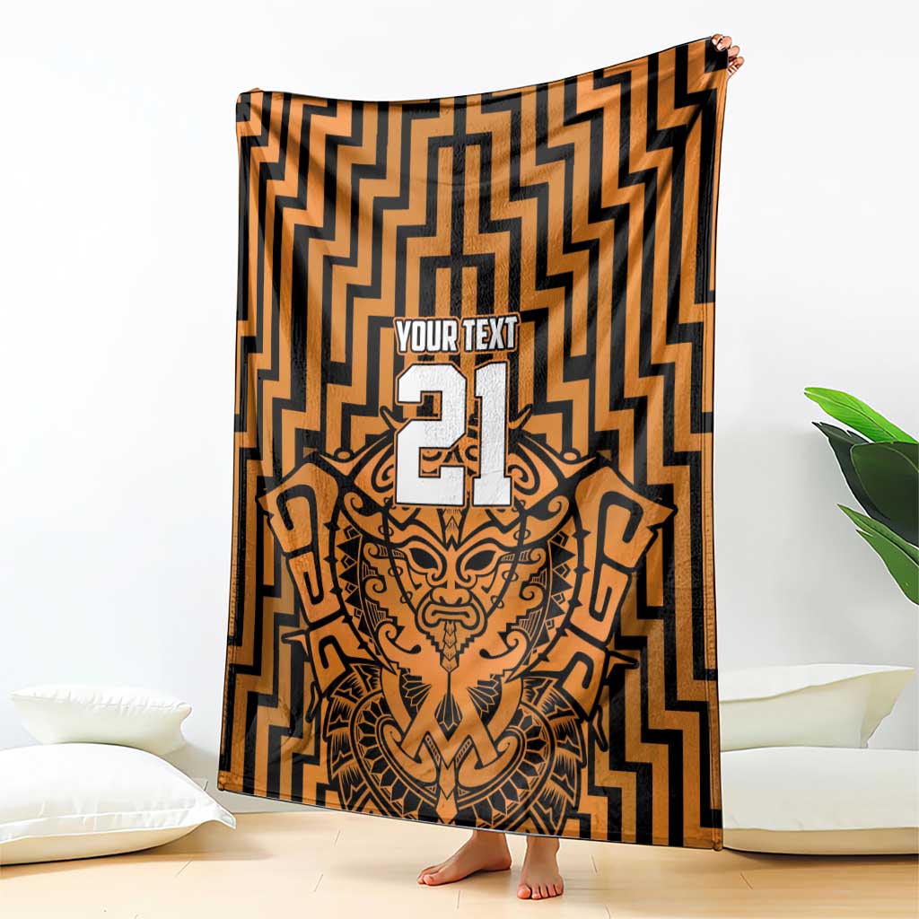 Custom Basketball New Zealand Blanket Gold Maori Ta Moko Indigenous - Polynesian Pride