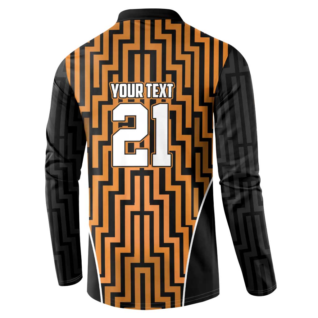 Custom Basketball New Zealand Button Sweatshirt Gold Maori Ta Moko Indigenous - Polynesian Pride