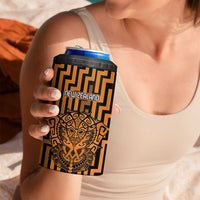 Custom Basketball New Zealand 4 in 1 Can Cooler Tumbler Gold Maori Ta Moko Indigenous - Polynesian Pride