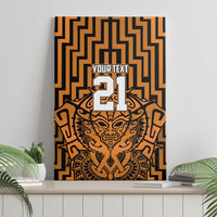 Custom Basketball New Zealand Canvas Wall Art Gold Maori Ta Moko Indigenous - Polynesian Pride