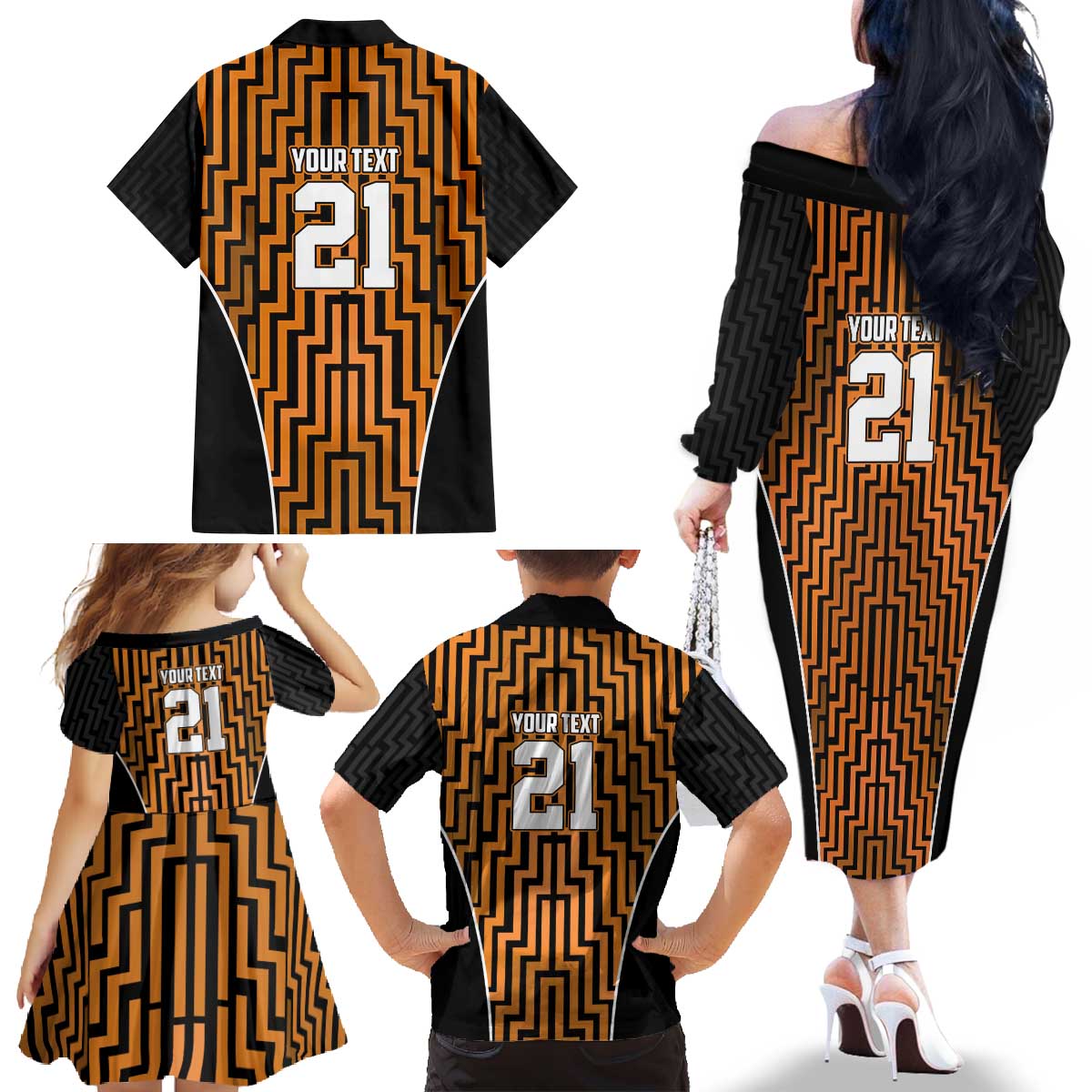 Custom Basketball New Zealand Family Matching Off The Shoulder Long Sleeve Dress and Hawaiian Shirt Gold Maori Ta Moko Indigenous - Polynesian Pride
