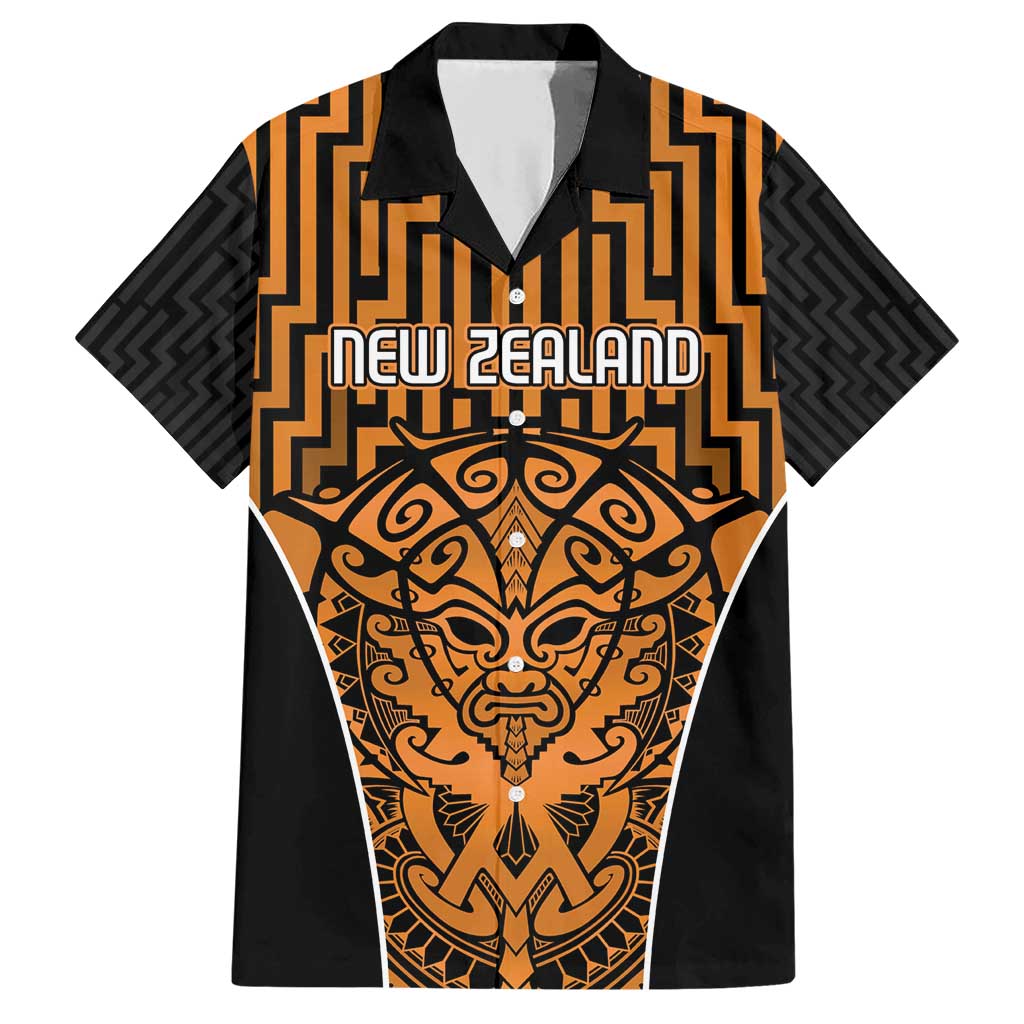 Custom Basketball New Zealand Family Matching Short Sleeve Bodycon Dress and Hawaiian Shirt Gold Maori Ta Moko Indigenous - Polynesian Pride