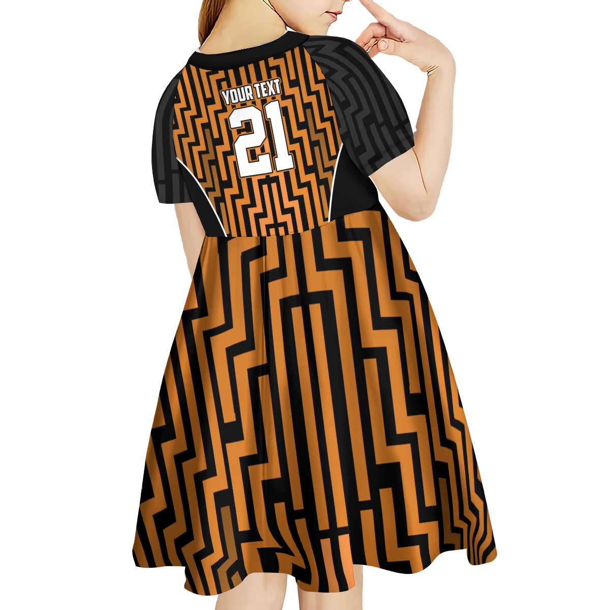 Custom Basketball New Zealand Kid Short Sleeve Dress Gold Maori Ta Moko Indigenous - Polynesian Pride