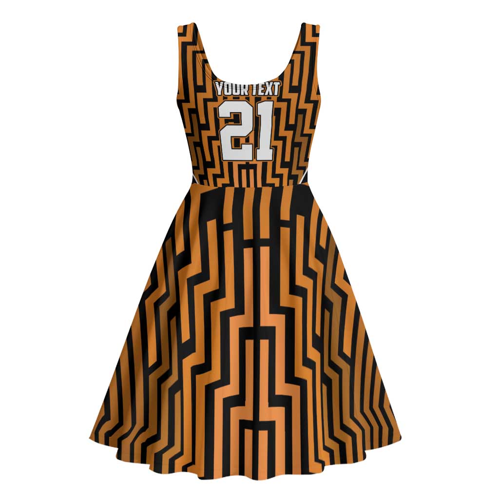 Custom Basketball New Zealand Midi Dress Gold Maori Ta Moko Indigenous - Polynesian Pride