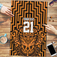 Custom Basketball New Zealand Puzzle Gold Maori Ta Moko Indigenous - Polynesian Pride