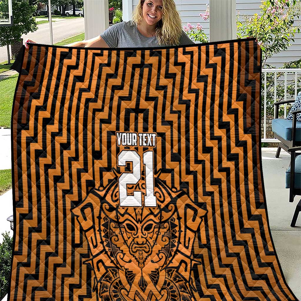 Custom Basketball New Zealand Quilt Gold Maori Ta Moko Indigenous - Polynesian Pride