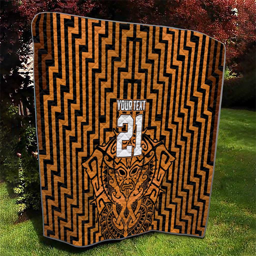 Custom Basketball New Zealand Quilt Gold Maori Ta Moko Indigenous - Polynesian Pride