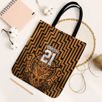 Custom Basketball New Zealand Tote Bag Gold Maori Ta Moko Indigenous - Polynesian Pride
