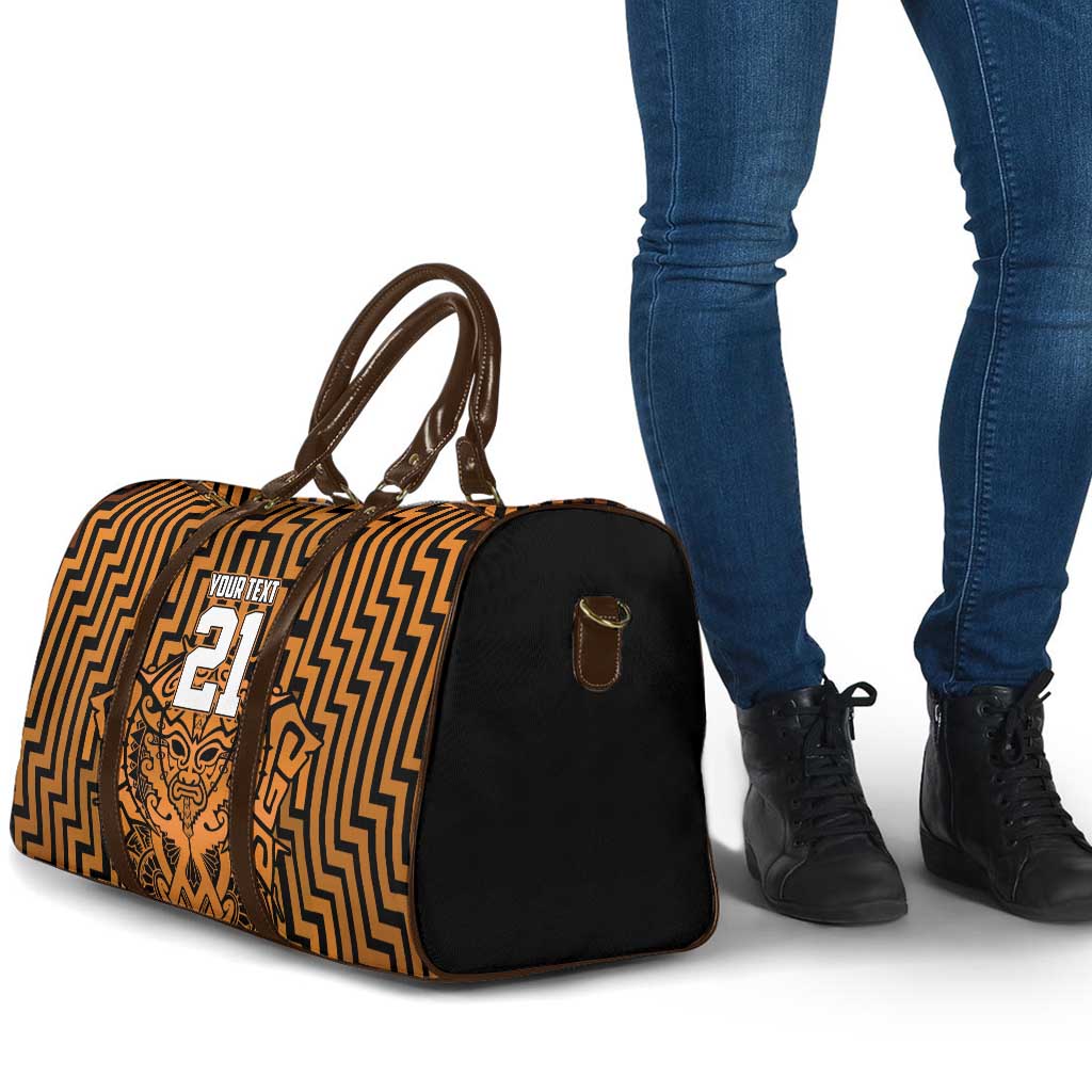 Custom Basketball New Zealand Travel Bag Gold Maori Ta Moko Indigenous - Polynesian Pride