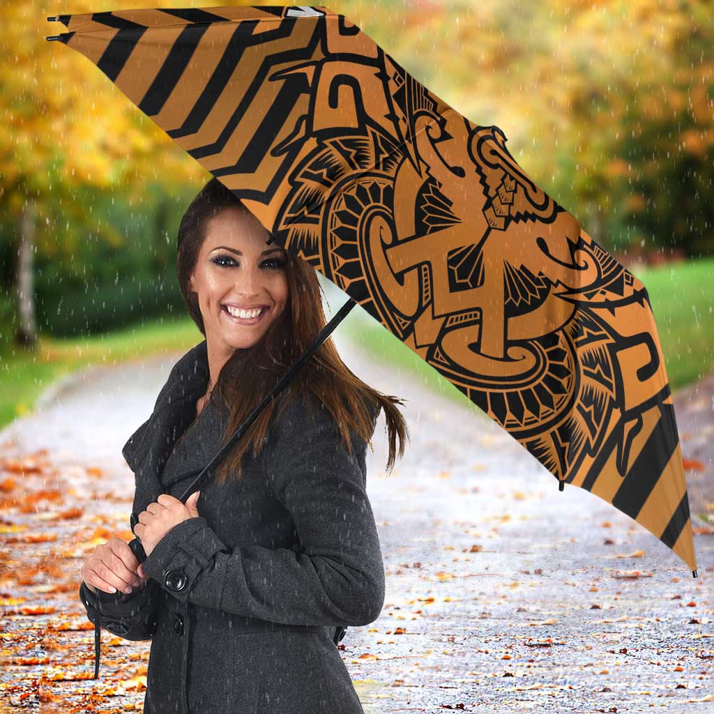 Custom Basketball New Zealand Umbrella Gold Maori Ta Moko Indigenous - Polynesian Pride