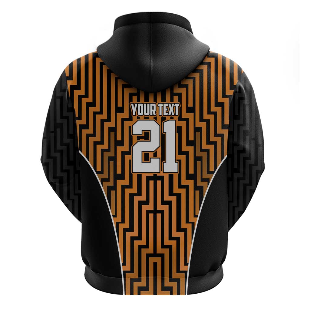 Custom Basketball New Zealand Zip Hoodie Gold Maori Ta Moko Indigenous - Polynesian Pride