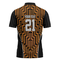Custom Basketball New Zealand Zipper Polo Shirt Gold Maori Ta Moko Indigenous - Polynesian Pride
