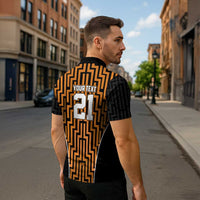 Custom Basketball New Zealand Zipper Polo Shirt Gold Maori Ta Moko Indigenous - Polynesian Pride