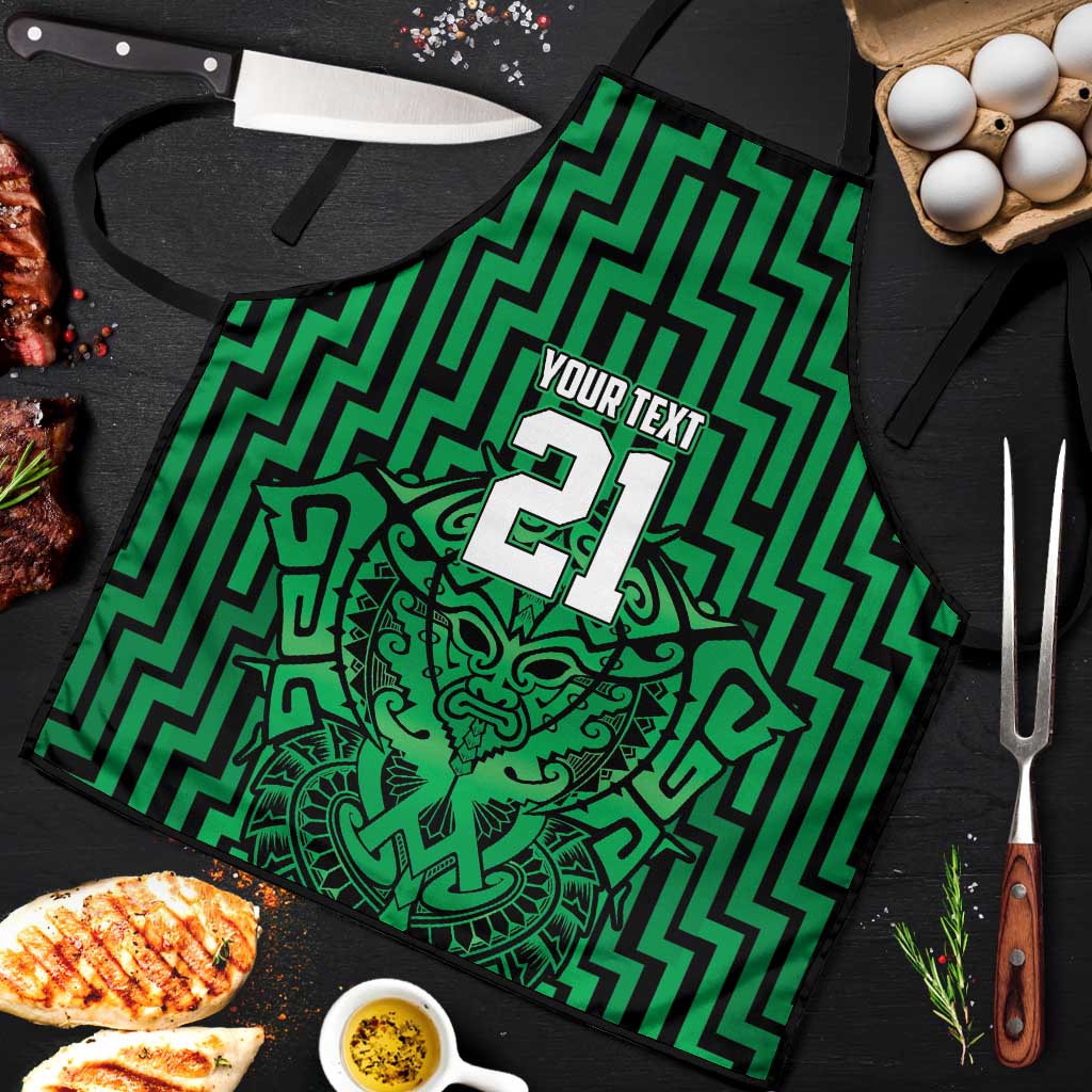 Custom Basketball New Zealand Apron Green Maori Ta Moko Indigenous - Polynesian Pride