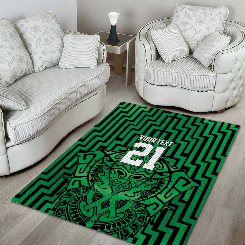 Custom Basketball New Zealand Area Rug Green Maori Ta Moko Indigenous - Polynesian Pride