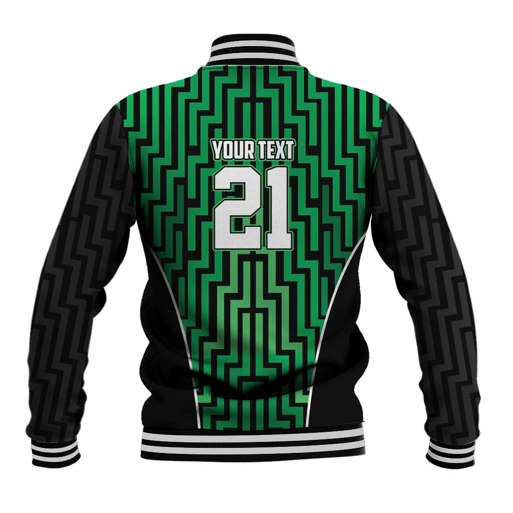 Custom Basketball New Zealand Baseball Jacket Green Maori Ta Moko Indigenous - Polynesian Pride