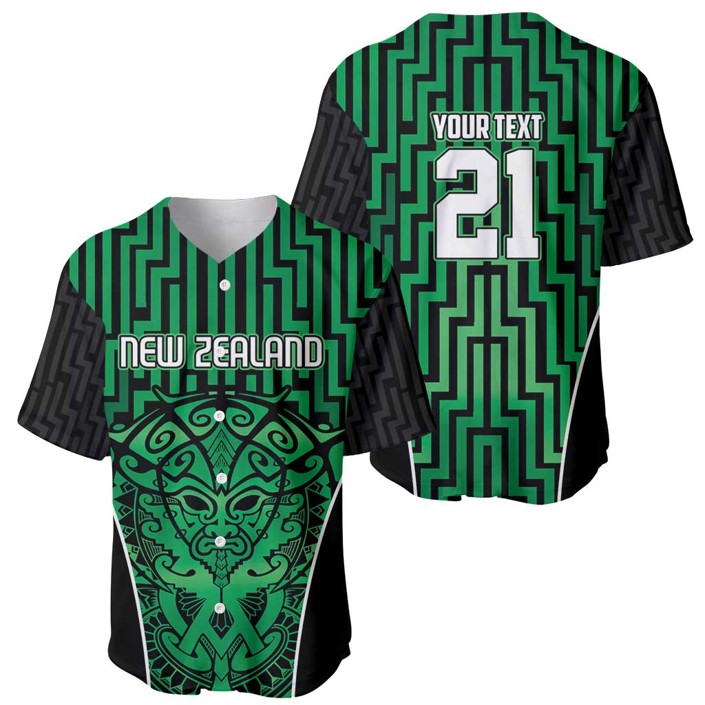 Custom Basketball New Zealand Baseball Jersey Green Maori Ta Moko Indigenous - Polynesian Pride