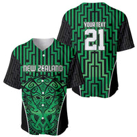 Custom Basketball New Zealand Baseball Jersey Green Maori Ta Moko Indigenous - Polynesian Pride