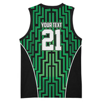 Custom Basketball New Zealand Basketball Jersey Green Maori Ta Moko Indigenous - Polynesian Pride