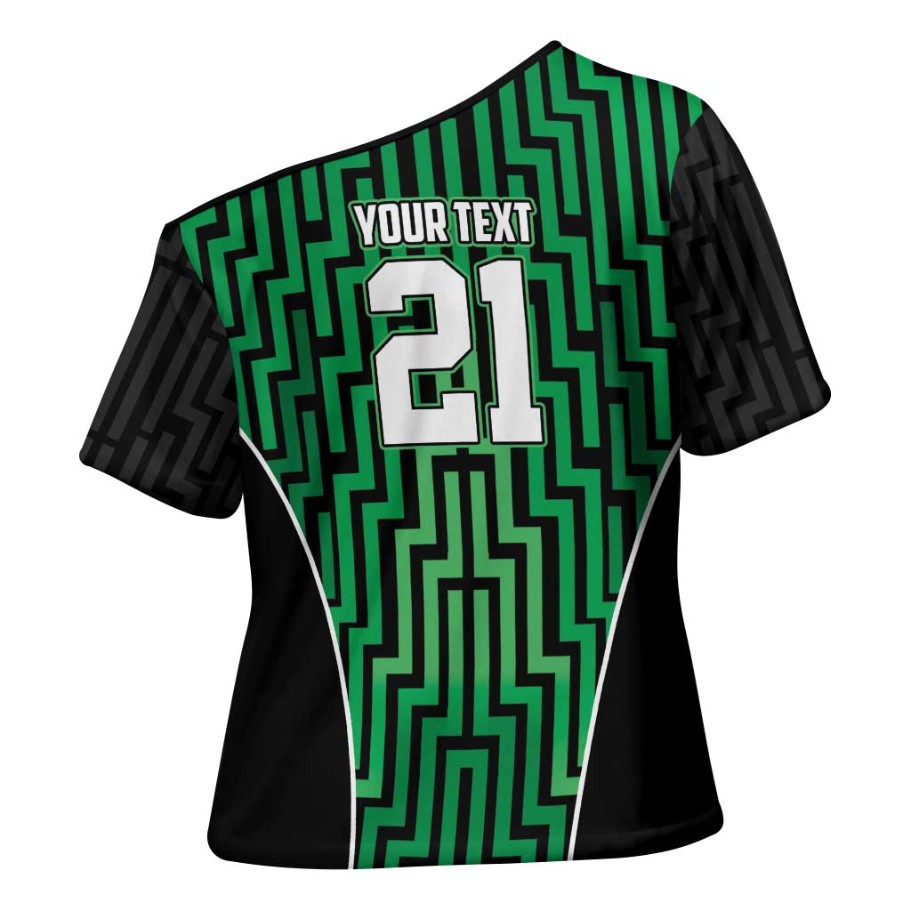 Custom Basketball New Zealand Cross Shoulder Shirt Green Maori Ta Moko Indigenous - Polynesian Pride