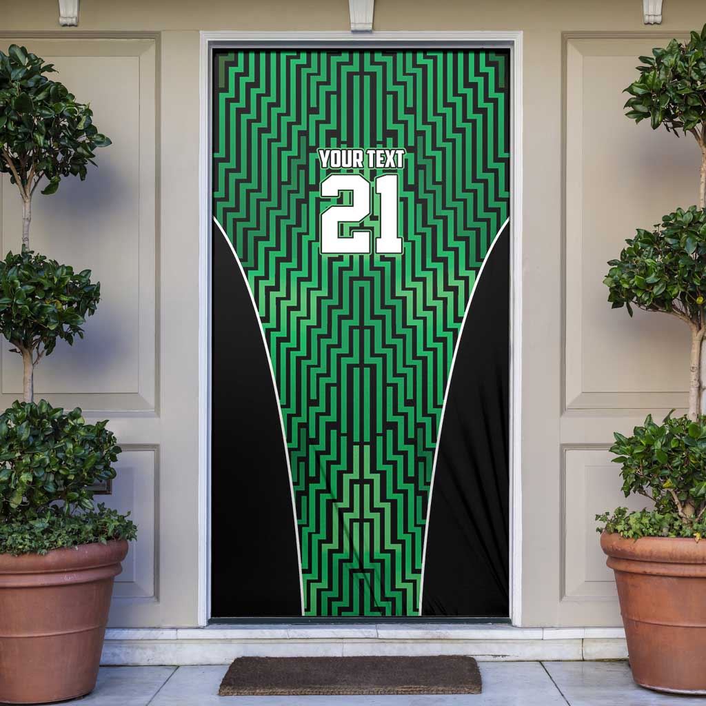 Custom Basketball New Zealand Door Cover Green Maori Ta Moko Indigenous - Polynesian Pride