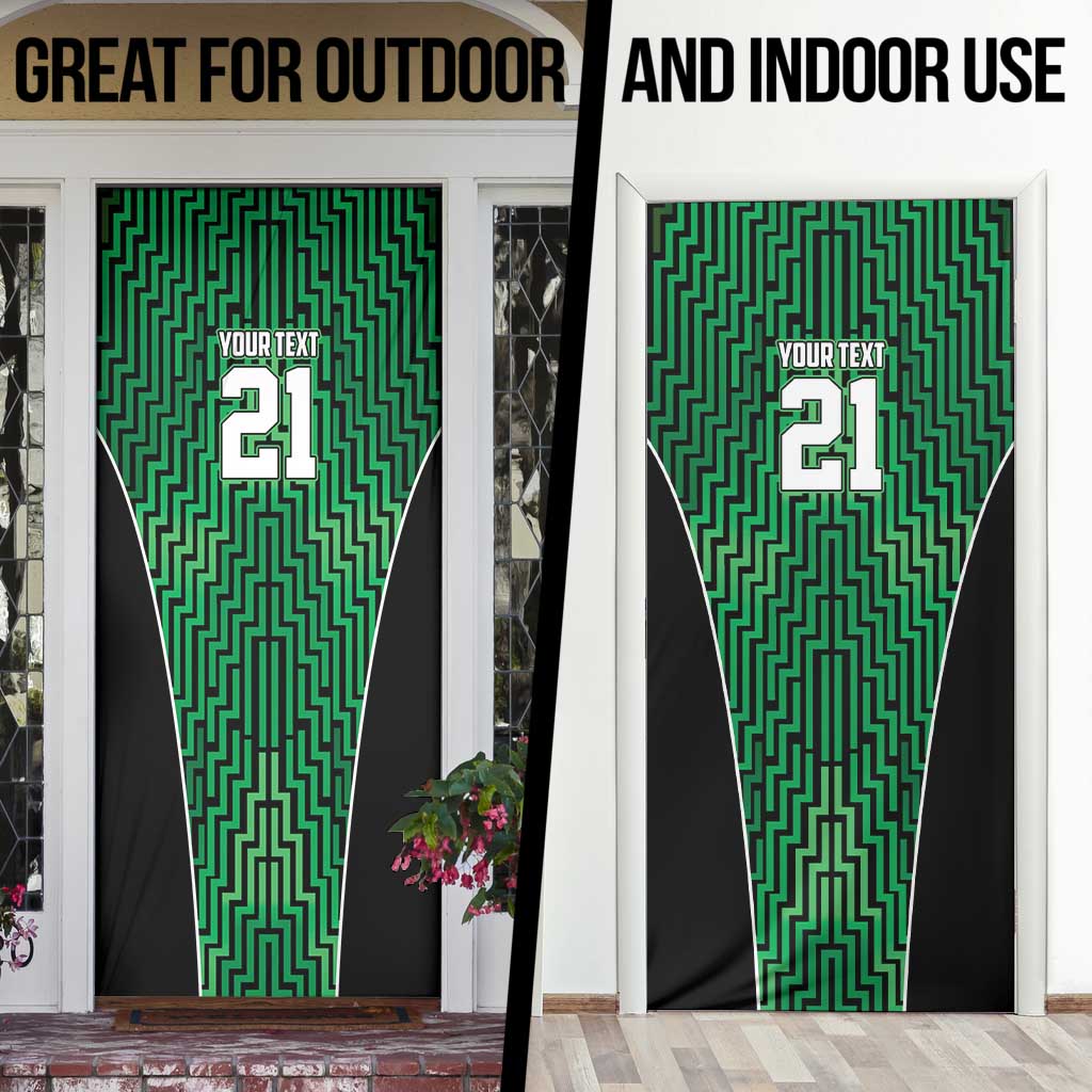 Custom Basketball New Zealand Door Cover Green Maori Ta Moko Indigenous - Polynesian Pride