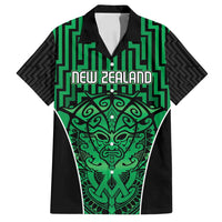 Custom Basketball New Zealand Family Matching Summer Maxi Dress and Hawaiian Shirt Green Maori Ta Moko Indigenous - Polynesian Pride