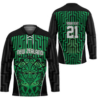 Custom Basketball New Zealand Hockey Jersey Green Maori Ta Moko Indigenous - Polynesian Pride