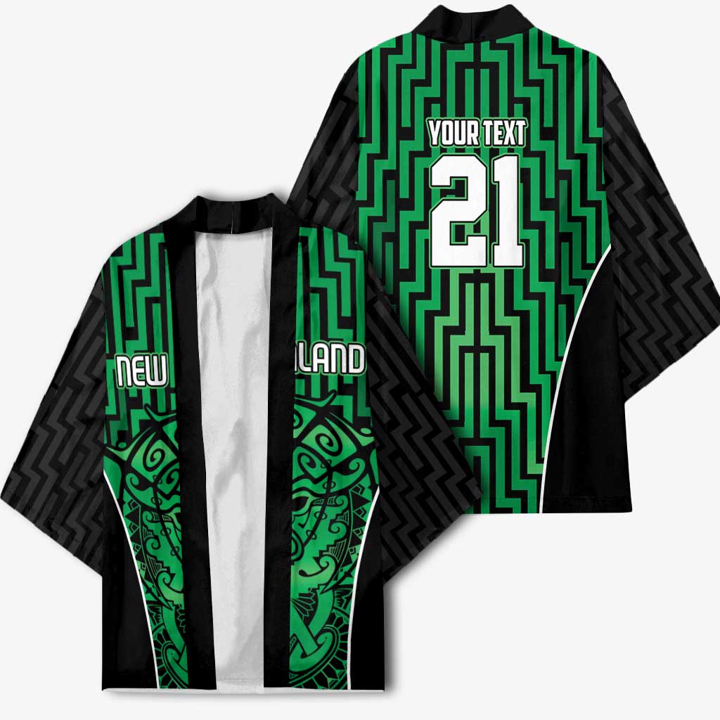 Custom Basketball New Zealand Kimono Green Maori Ta Moko Indigenous - Polynesian Pride
