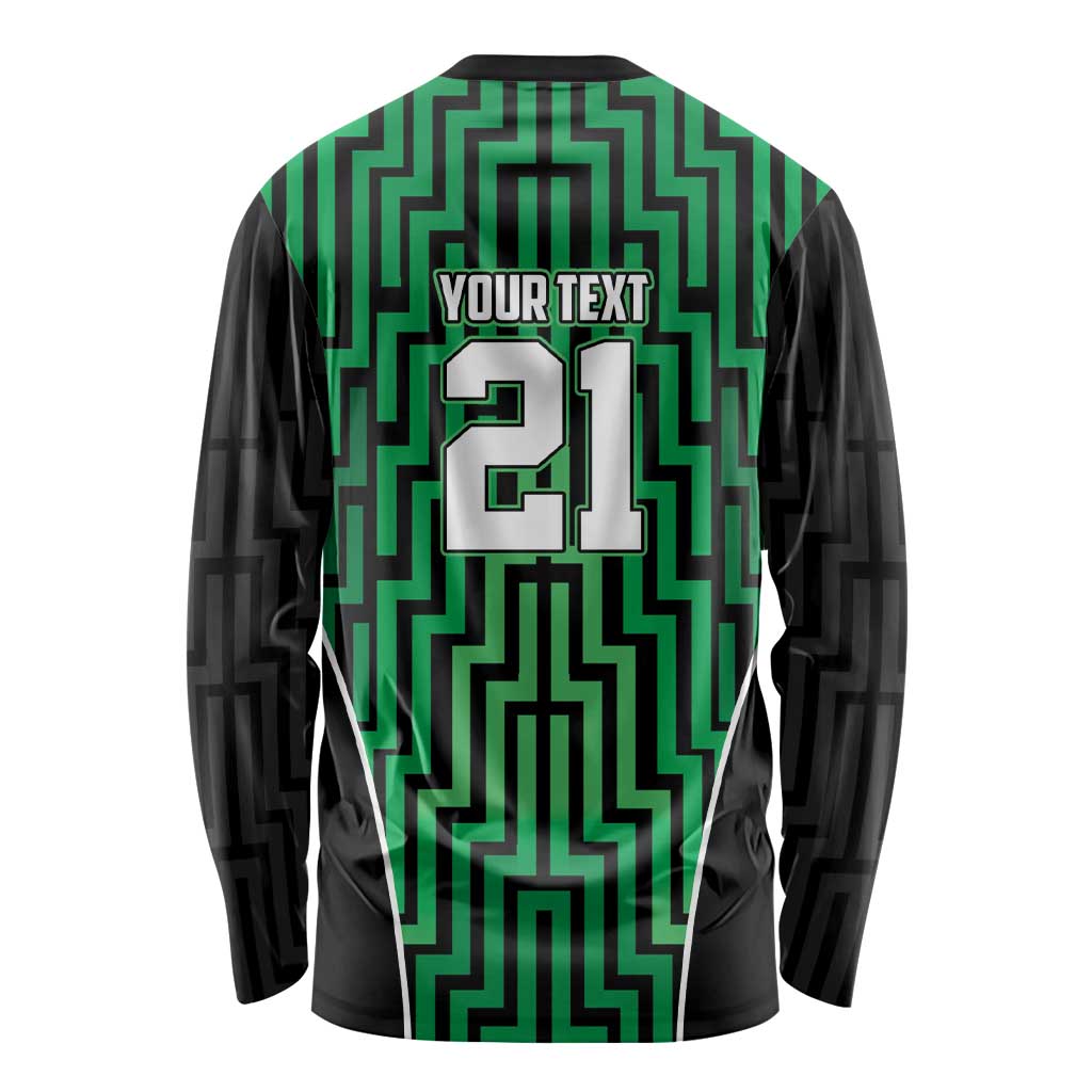 Custom Basketball New Zealand Long Sleeve Shirt Green Maori Ta Moko Indigenous - Polynesian Pride