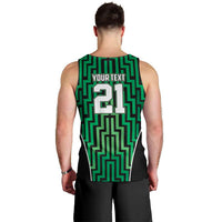 Custom Basketball New Zealand Men Tank Top Green Maori Ta Moko Indigenous - Polynesian Pride
