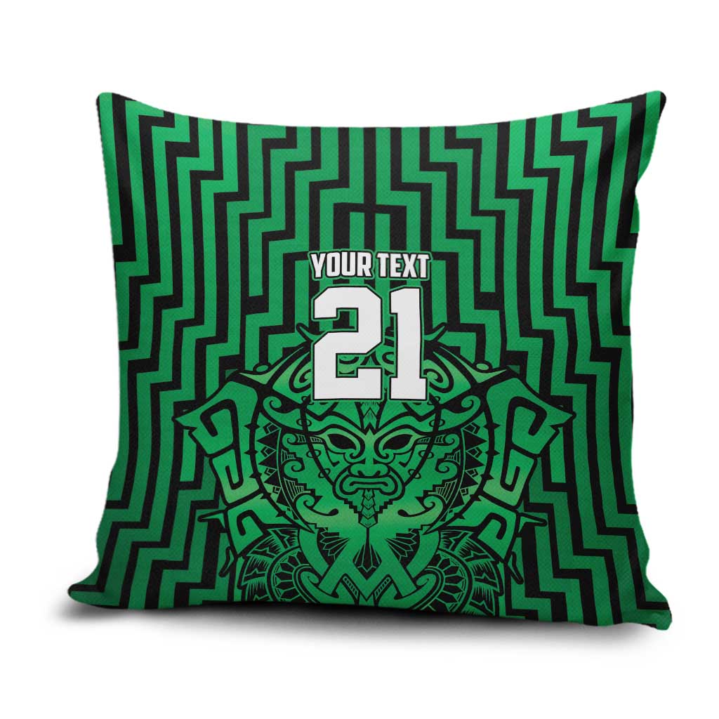 Custom Basketball New Zealand Pillow Cover Green Maori Ta Moko Indigenous - Polynesian Pride