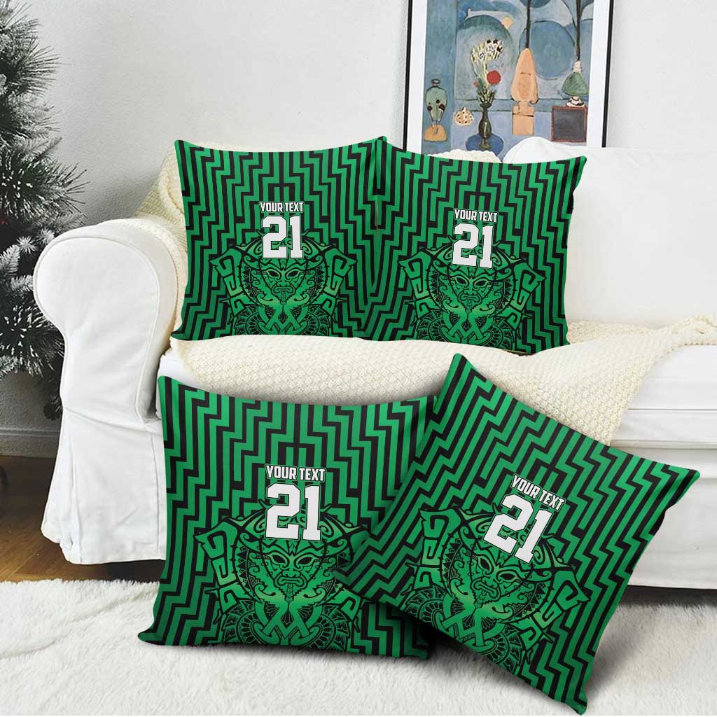 Custom Basketball New Zealand Pillow Cover Green Maori Ta Moko Indigenous - Polynesian Pride