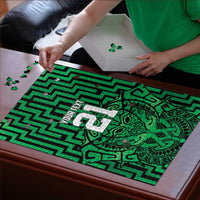 Custom Basketball New Zealand Puzzle Green Maori Ta Moko Indigenous - Polynesian Pride