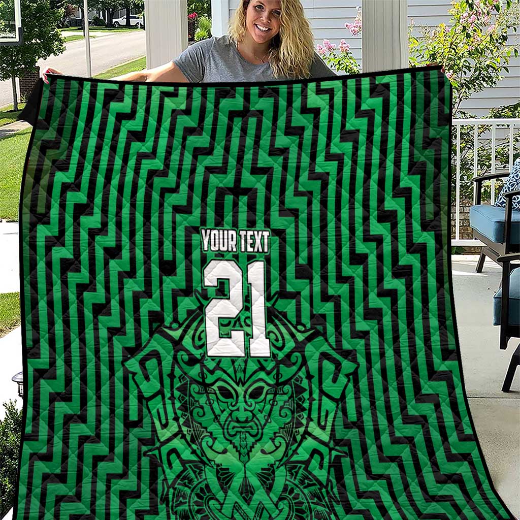 Custom Basketball New Zealand Quilt Green Maori Ta Moko Indigenous - Polynesian Pride