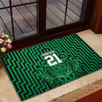 Custom Basketball New Zealand Rubber Doormat Green Maori Ta Moko Indigenous - Polynesian Pride