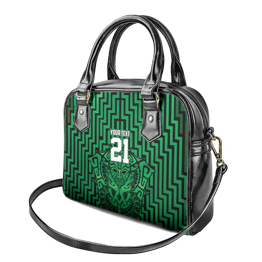 Custom Basketball New Zealand Shoulder Handbag Green Maori Ta Moko Indigenous - Polynesian Pride