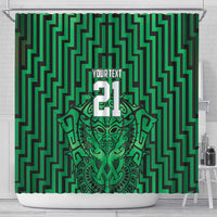 Custom Basketball New Zealand Shower Curtain Green Maori Ta Moko Indigenous - Polynesian Pride