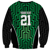 Custom Basketball New Zealand Sweatshirt Green Maori Ta Moko Indigenous - Polynesian Pride