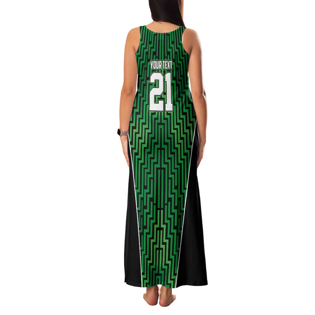 Custom Basketball New Zealand Tank Maxi Dress Green Maori Ta Moko Indigenous - Polynesian Pride