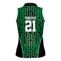Custom Basketball New Zealand Women Sleeveless Polo Shirt Green Maori Ta Moko Indigenous LT9 - Polynesian Pride