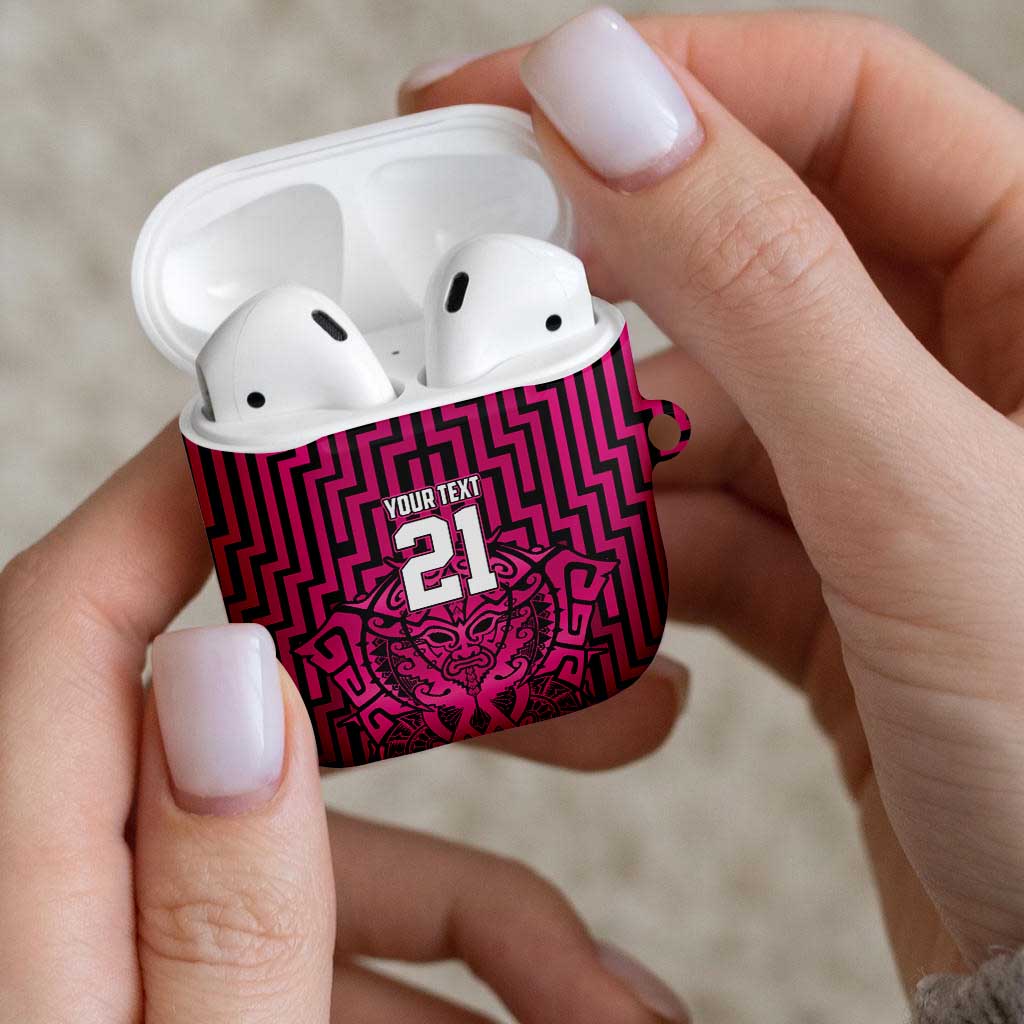 Custom Basketball New Zealand AirPods Case Pink Maori Ta Moko Indigenous - Polynesian Pride