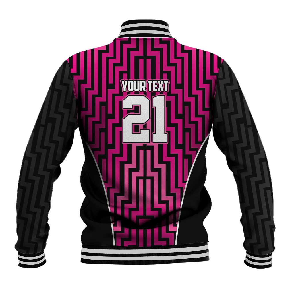 Custom Basketball New Zealand Baseball Jacket Pink Maori Ta Moko Indigenous - Polynesian Pride