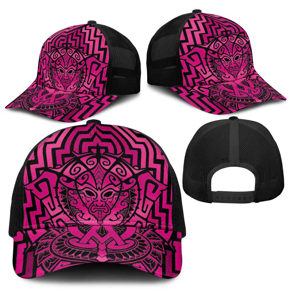Basketball New Zealand Baseball Net Cap Pink Maori Ta Moko Indigenous - Polynesian Pride
