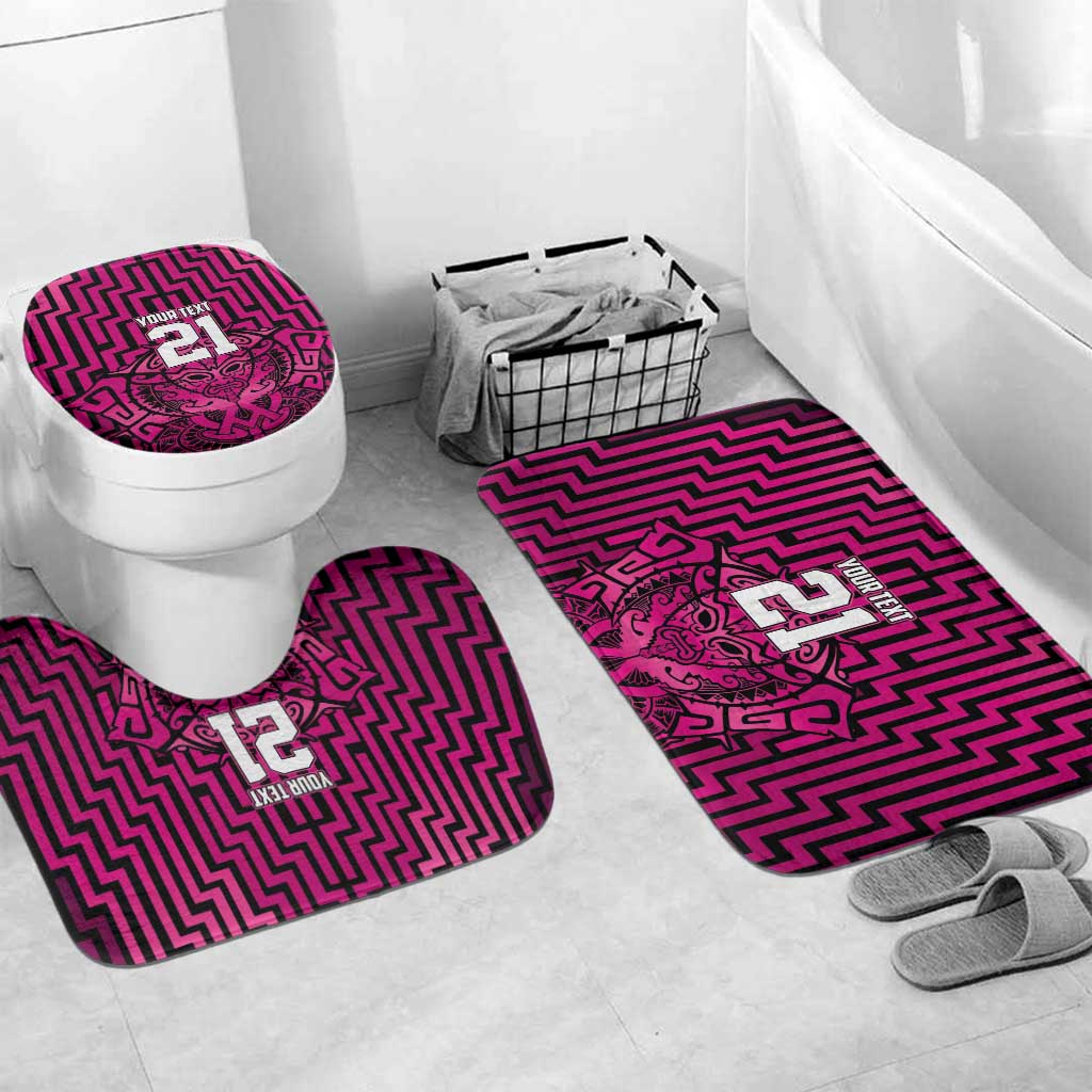 Custom Basketball New Zealand Bathroom Set Pink Maori Ta Moko Indigenous - Polynesian Pride