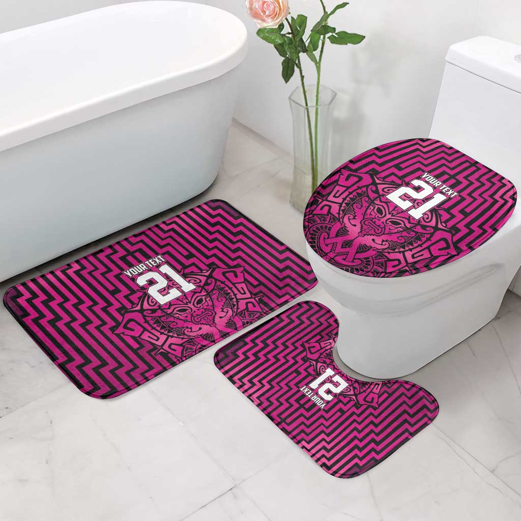 Custom Basketball New Zealand Bathroom Set Pink Maori Ta Moko Indigenous - Polynesian Pride