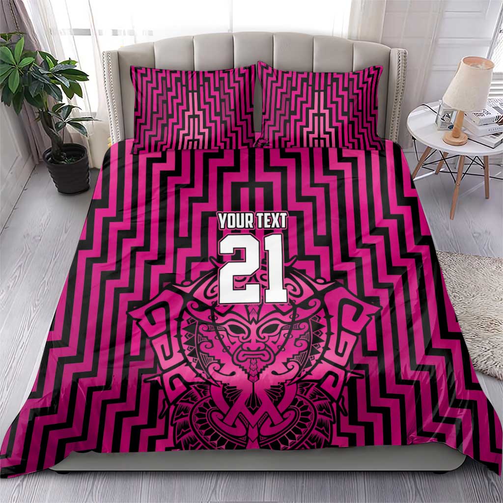 Custom Basketball New Zealand Bedding Set Pink Maori Ta Moko Indigenous - Polynesian Pride