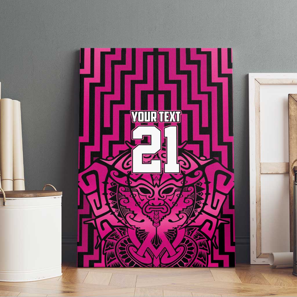 Custom Basketball New Zealand Canvas Wall Art Pink Maori Ta Moko Indigenous - Polynesian Pride